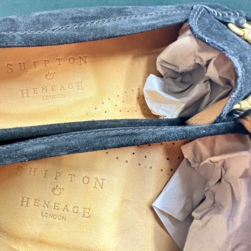 Shipton & Heneage Black Suede Horsebit Loafers Padova Made in Italy Mens 9 / 43 - Picture 7 of 9